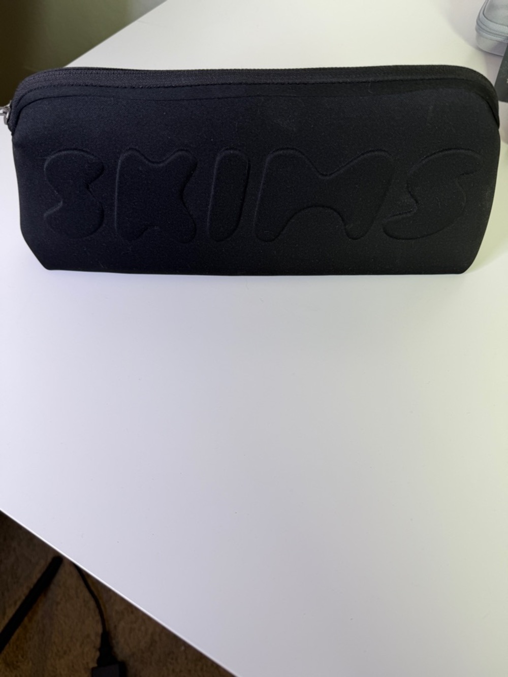 SKIMS Black Makeup Bag Zip Pouch with Embossed Design - Picture 3 of 3